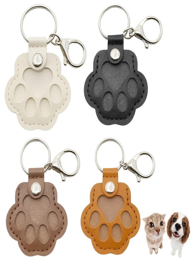 MIRJXB Dog Hair Keychain, Pet Hair Furever Keychain Keepsake for Pet Lovers, 4pcs Paw Shaped Leather Memorial Gifts - Image 1
